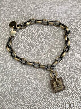 Dyrberg/Kern Botta Smoky Quartz charm antique bronze chain bracelet